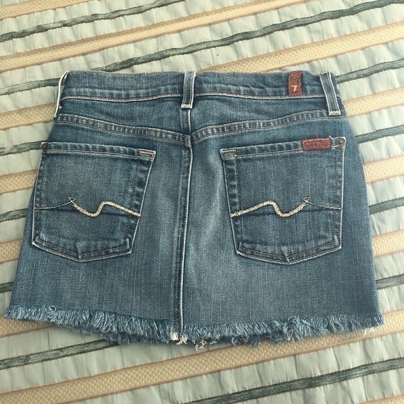 7 For All Mankind Roxy Distress Jean Mini Skirt - Picture 5 of 12